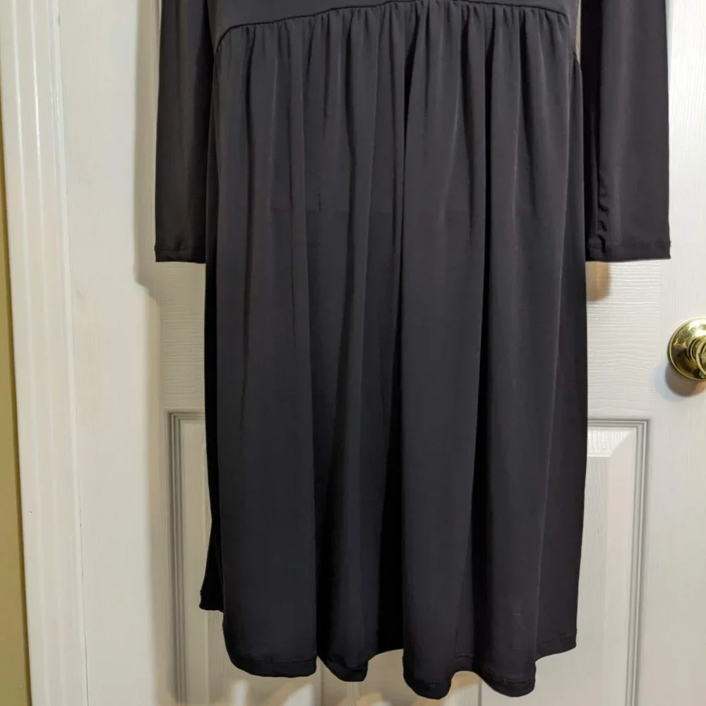 Zara Black Mock Neck Long Sleeve Drop Waist Midi Length Dress - size M - Picture 8 of 12